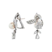 DIAMOND AND CULTURED PEARL EARCLIPS