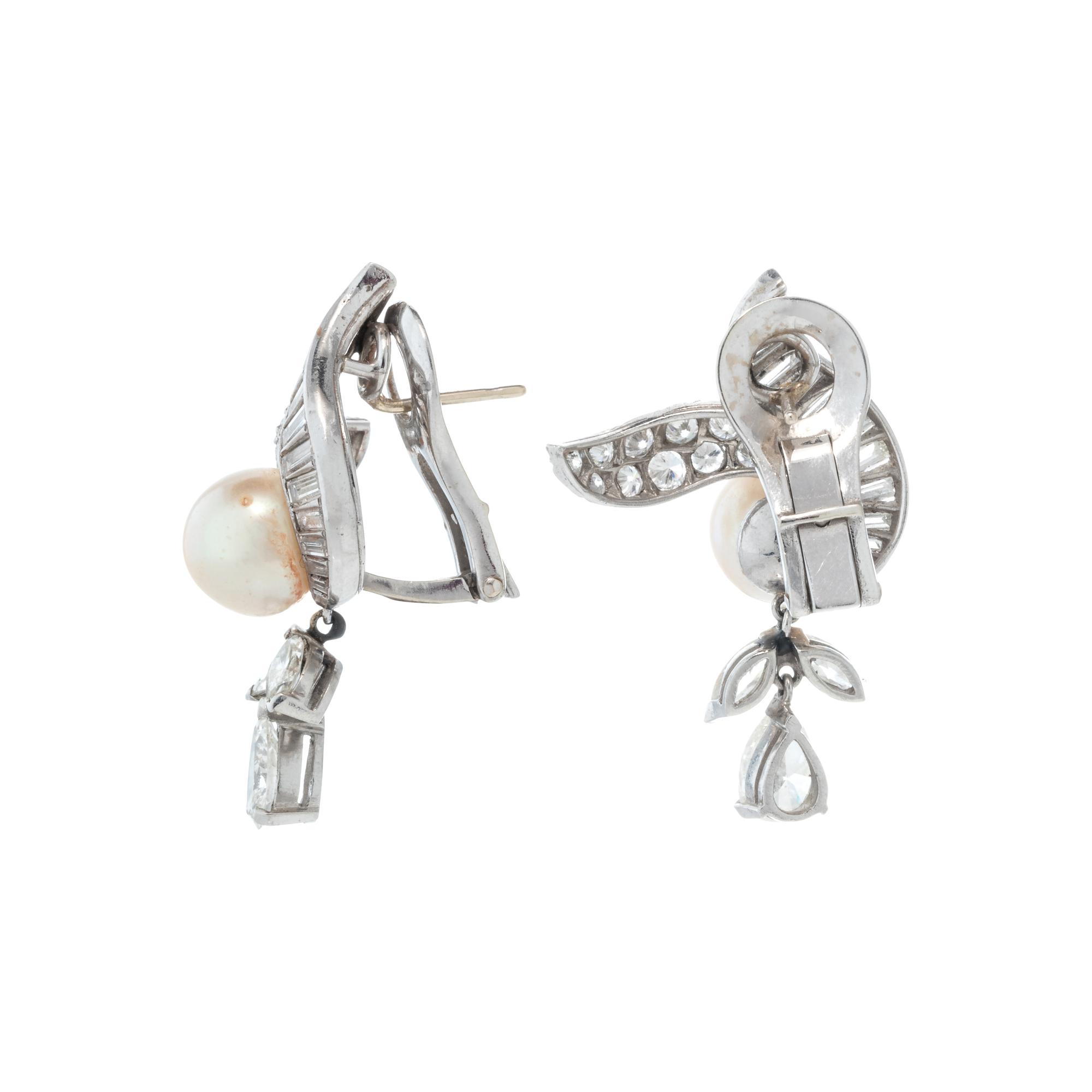 DIAMOND AND CULTURED PEARL EARCLIPS
