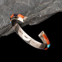 Wes Willie (Diné, b. 1957) — Sterling Silver and Cobblestone Inlay Cuff Bracelet
