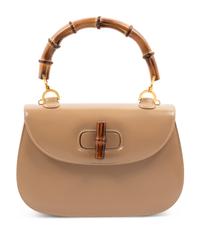 Gucci Beige Leather Handbag with Bamboo Handle