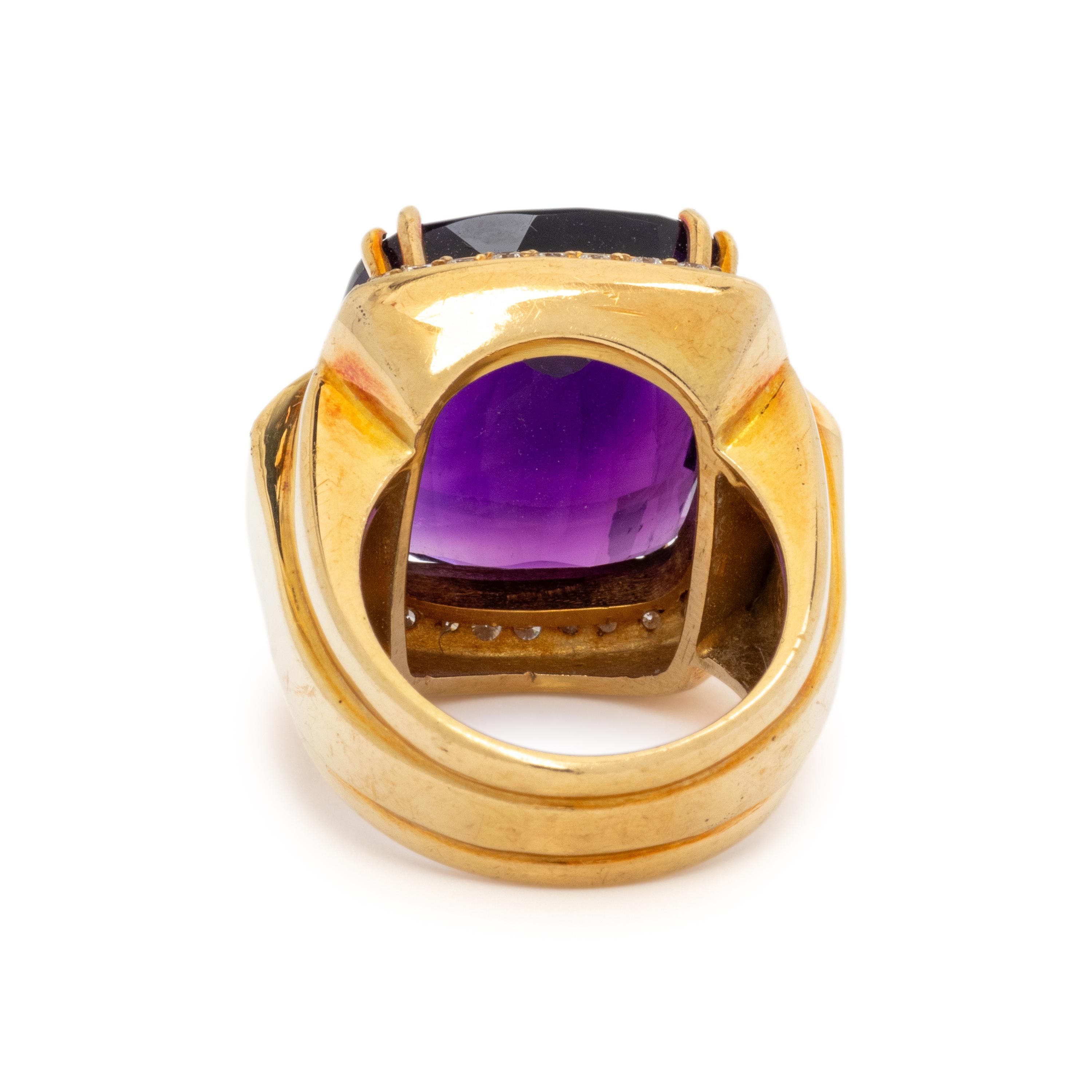 H. STERN, AMETHYST AND DIAMOND RING