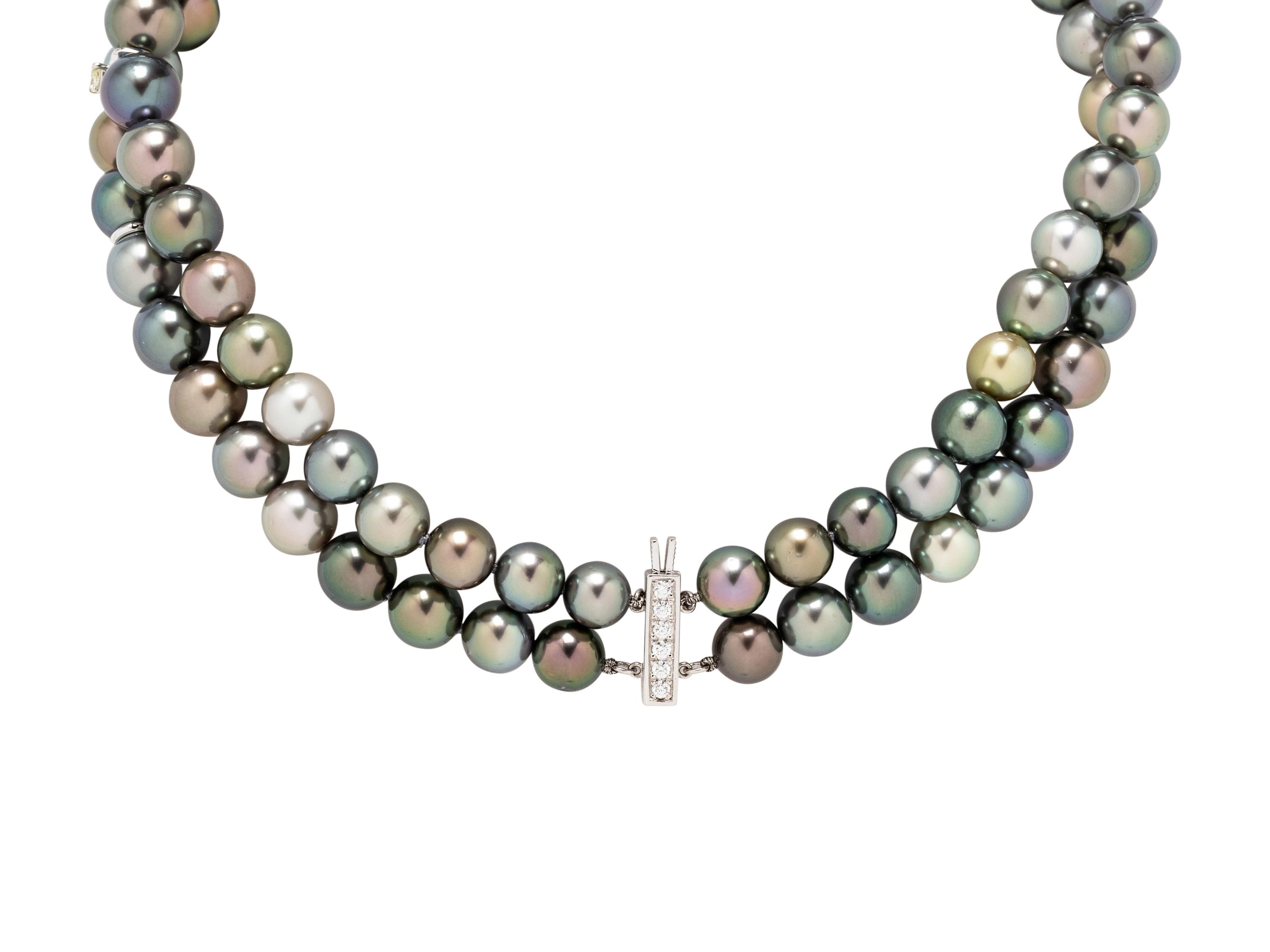 MIKIMOTO, DOUBLE STRAND CULTURED PEARL CHOKER WITH PEARL DROP