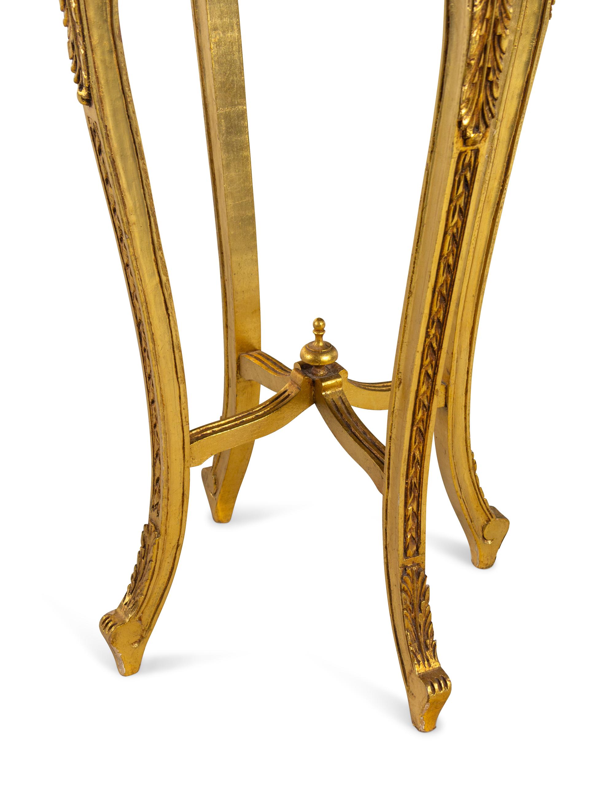 A Louis XVI Style Giltwood Marble-Top Jardinière Stand