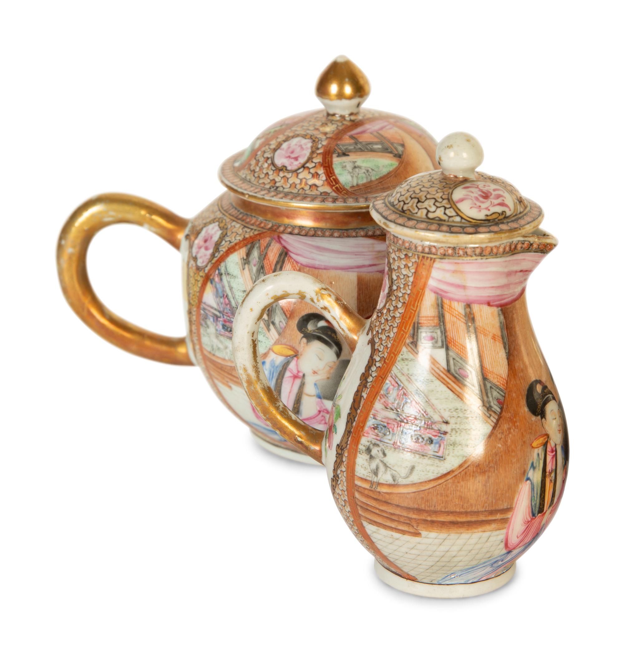 A Chinese Export Famille Rose and Parcel Gilt Porcelain Tea Service — 19th/20th Century
