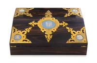 A J. Betjemann & Sons Wedgwood Inset and Brass Mounted Rosewood Writing Box Width 14 inches. — 19TH CENTURY