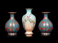 21 Blue Ground Cloisonné Vessels