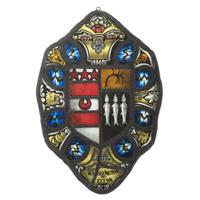 A Pair of Stained Glass 'Marital Alliance' Panels with Washington Family Coat of Arms