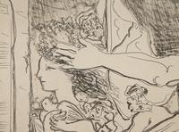 Minotaure aveugle guidé dans la nuit par une petite fille au pigeon (from La Suite Vollard ) 1934 (published 1939)