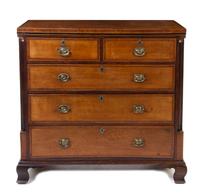 A George III Oak and Mahogany Chest of Drawers Height 43 1/2 x width 45 1/8 x depth 17 3/4 inches. — 19TH CENTURY