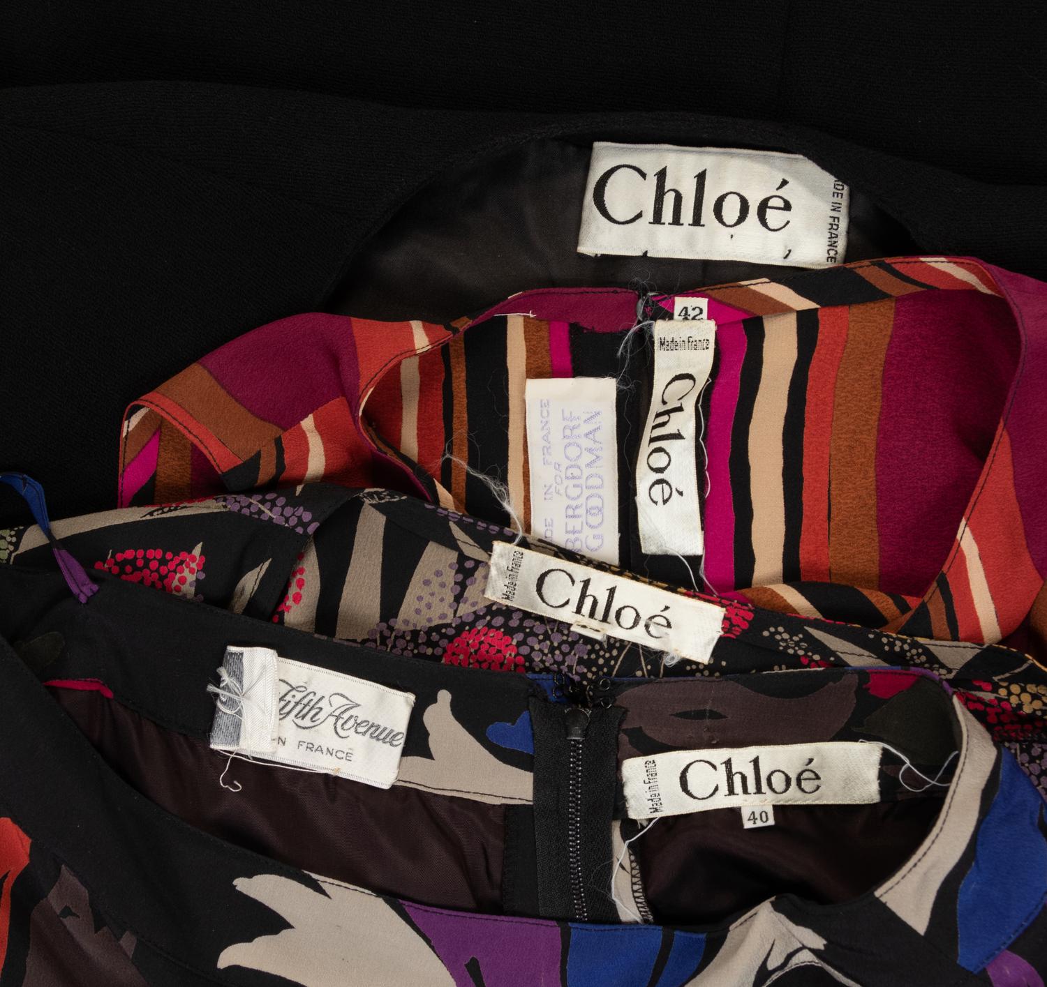 Seven Chloé Separates: Two Sleeveless Tops, One Three-Piece Ensemble, One Skirt, and One Jacket