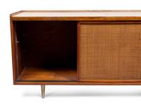 A Founders Furniture Co. Walnut, Caned and Laminte-Top Credenza