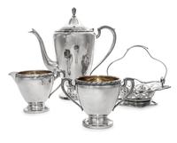 An American Silver-Plate Tea Service, Wm. Rogers, 20th Century, Andover pattern, comprising a teapot, a creamer and a sugar; together w