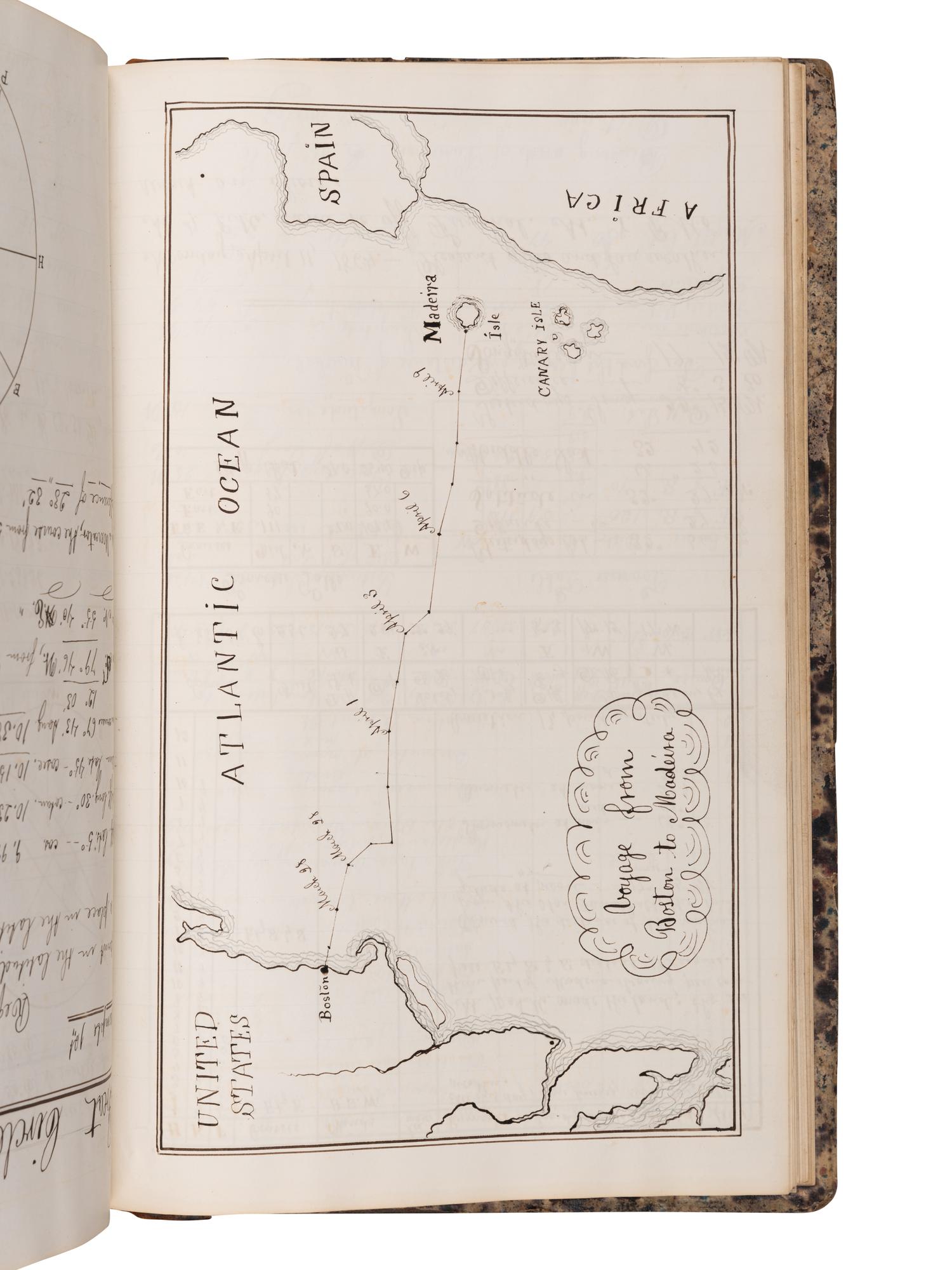 [NAVIGATION -- MANUSCRIPT]. Navigational studies and exercise logbook for an aspiring seaman. N.p., n.d.