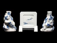 Three Japanese Blue and White Porcelain Scholar's Objects