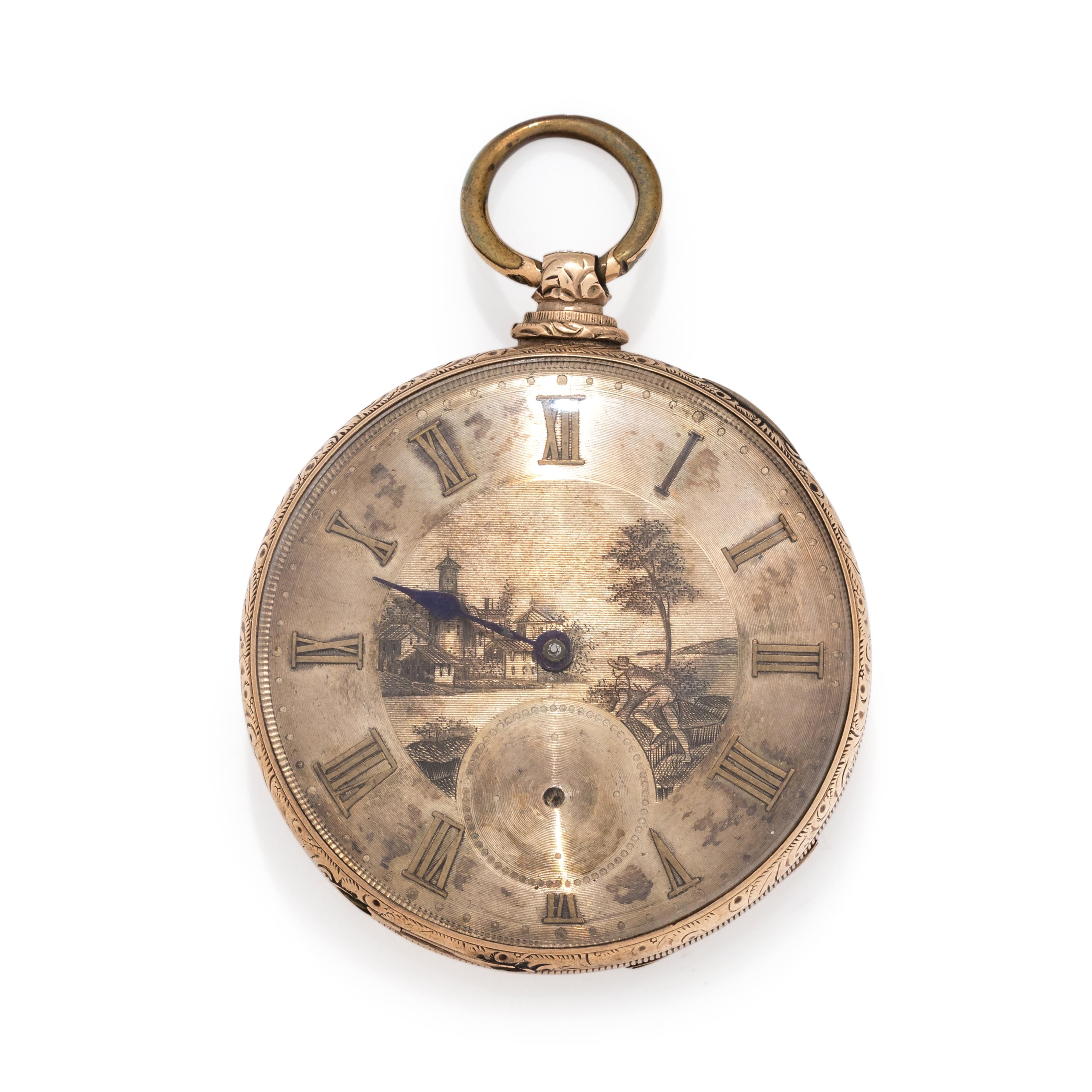 M.J. TOBIAS, GOLD-FILLED OPEN FACE POCKET WATCH