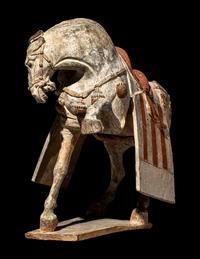 A Chinese Painted Pottery Figure of a Horse