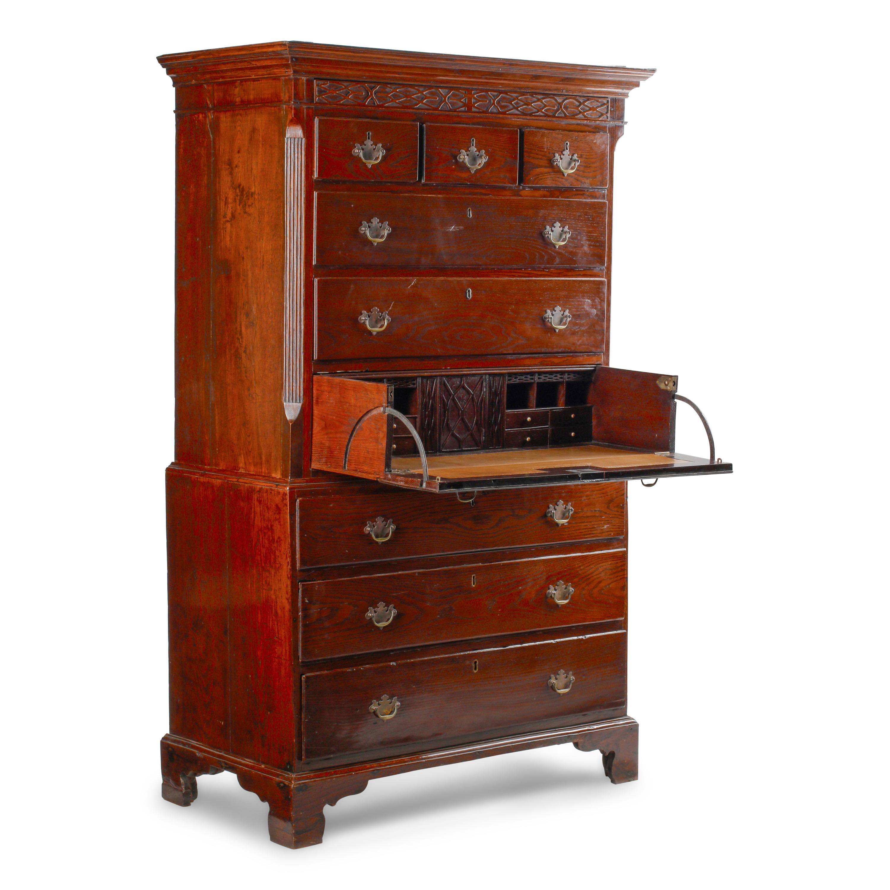 A George III Oak Bureau Chest-on-Chest
