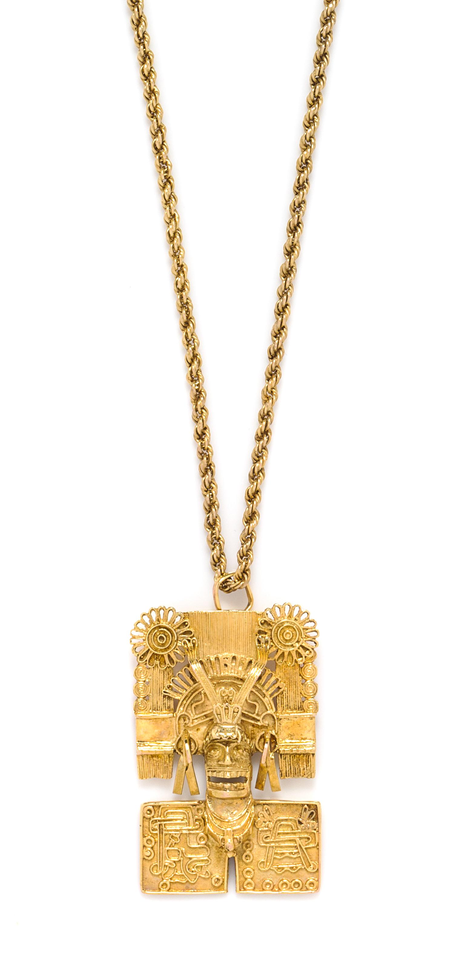 A 14 Karat Yellow Gold Meso-American Pendant, 25.00 dwts.