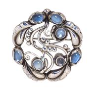 A Sterling Silver and Moonstone "Moonlight" Brooch, Georg Jensen, 11.20 dwts.