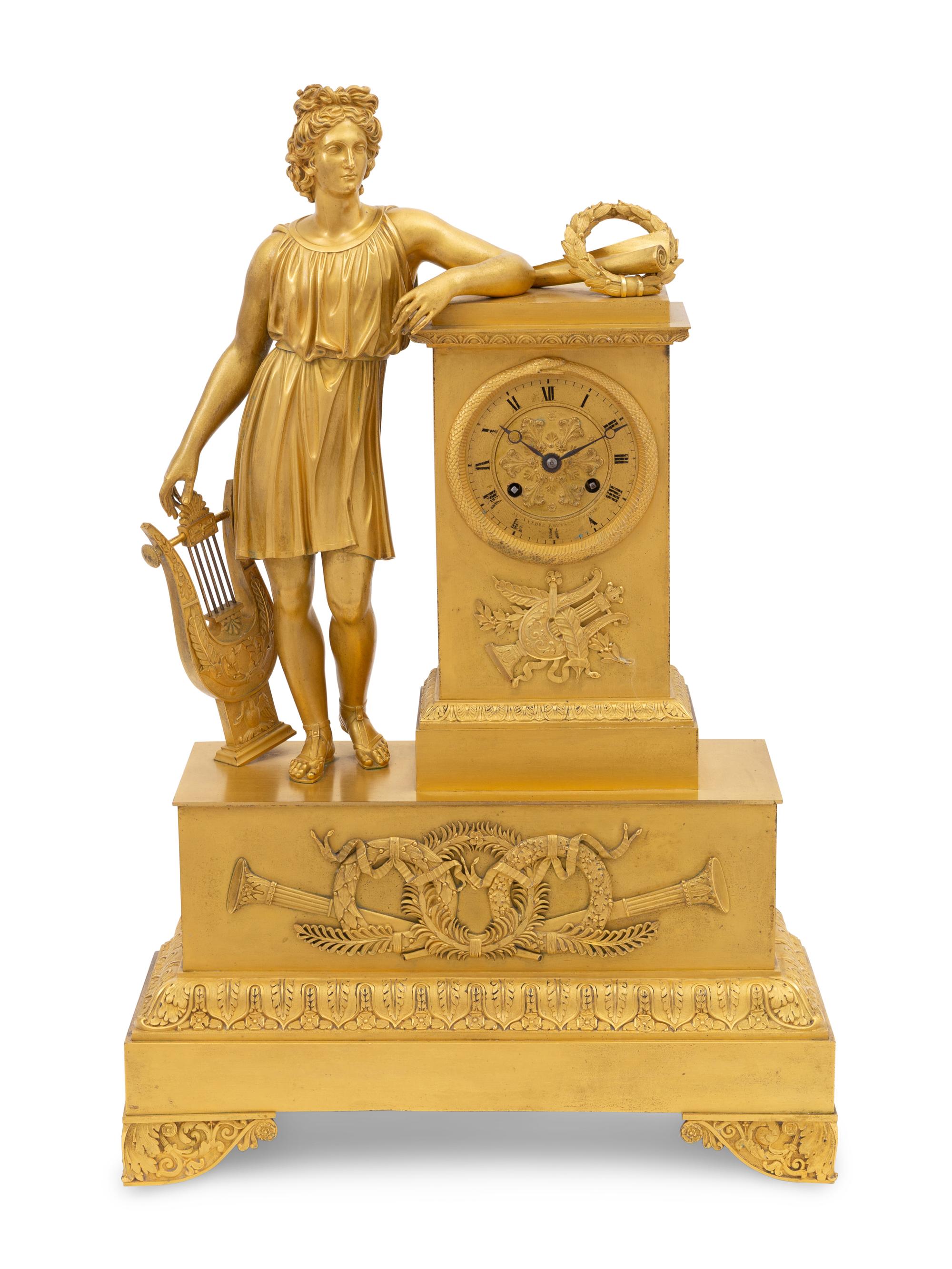 An Empire Gilt-Bronze Mantel Clock