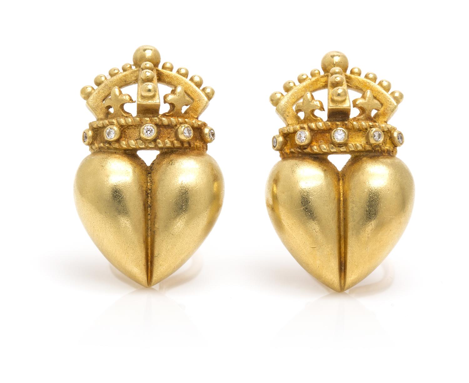 A Pair of 18 Karat Yellow Gold and Diamond Earclips, Kieselstein-Cord, 12.20 dwts.
