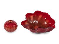 Red Seaform Pair with Ebony Lip Wraps, 1995 Portland Press Editions, USA