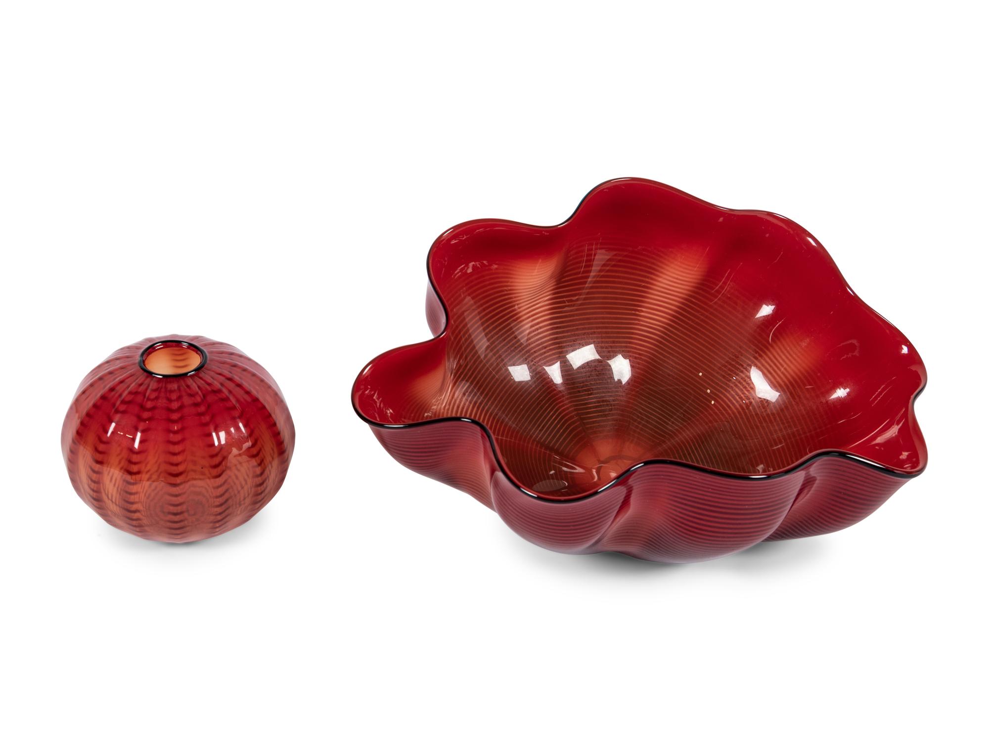 Red Seaform Pair with Ebony Lip Wraps, 1995 Portland Press Editions, USA