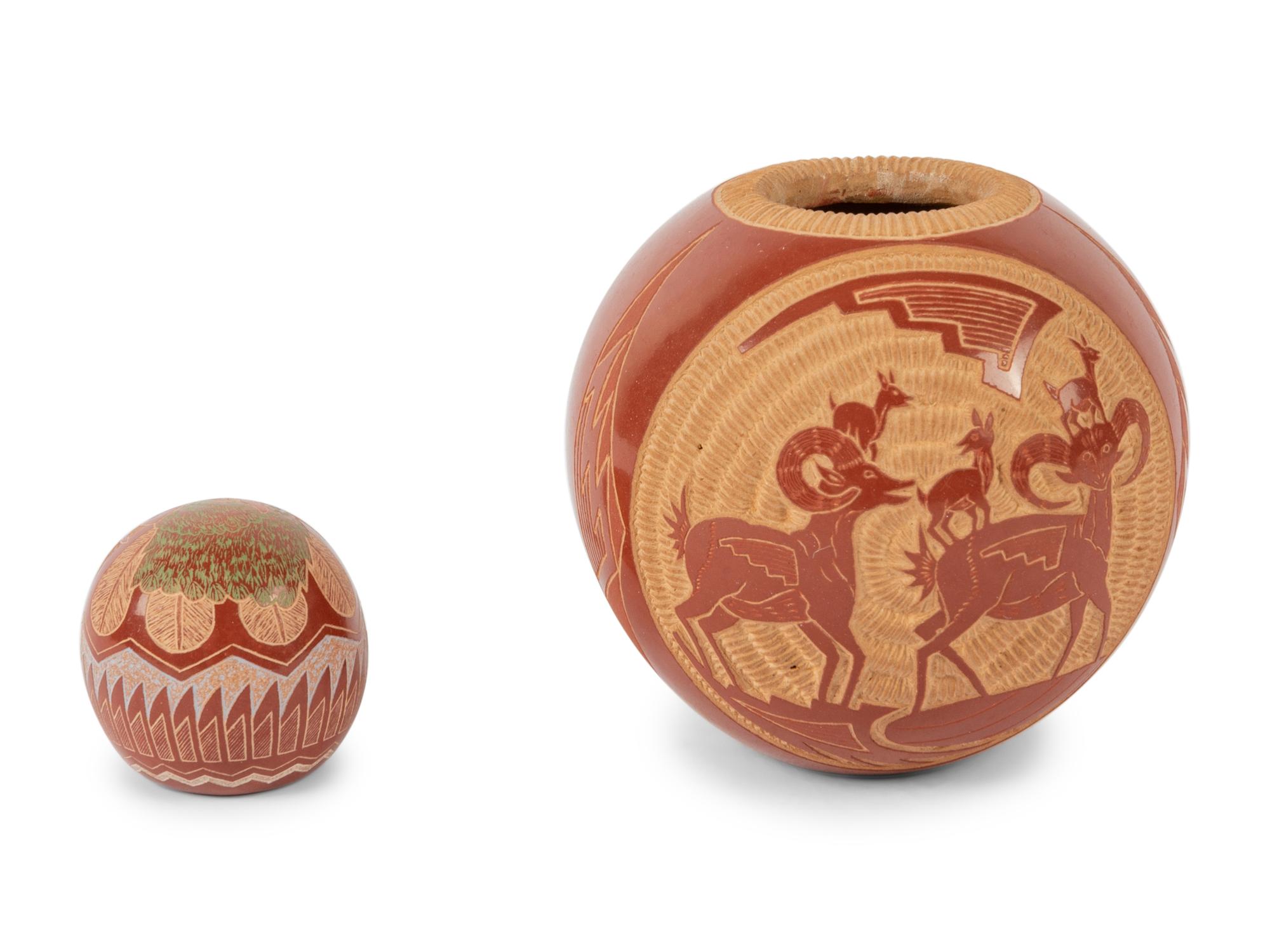 Sgrafito Pottery Seed Jars