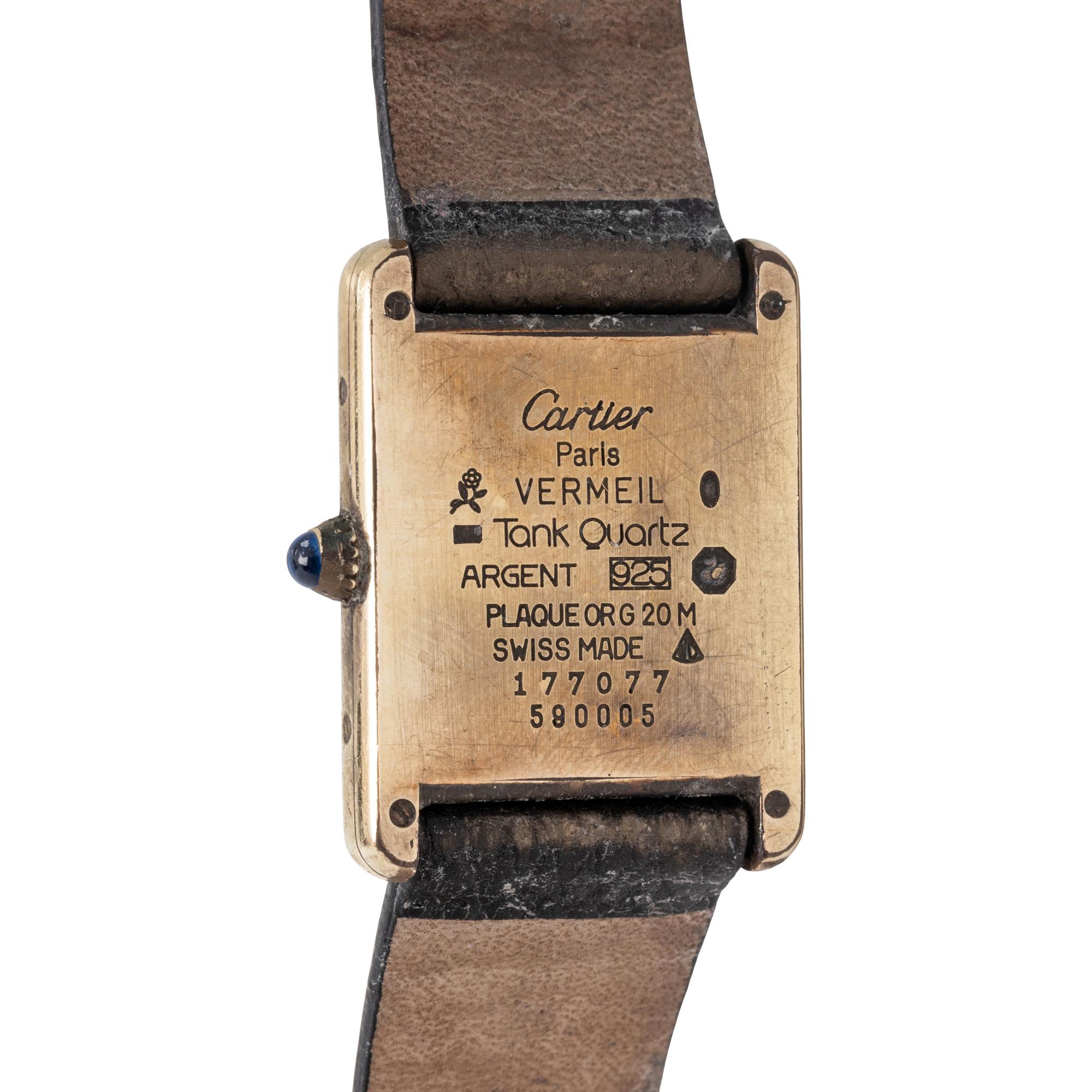 CARTIER, GOLD VERMEIL 'MUST DE CARTIER TANK' WATCH