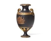A Wedgwood Black Basalt and Parcel-Gilt and Bronzed Vase