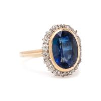 SYNTHETIC SAPPHIRE AND DIAMOND RING