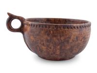 A Finely Turned and Carved Burlwood Cup with Handle