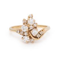 Diamond and Yellow Gold Foliate Ring