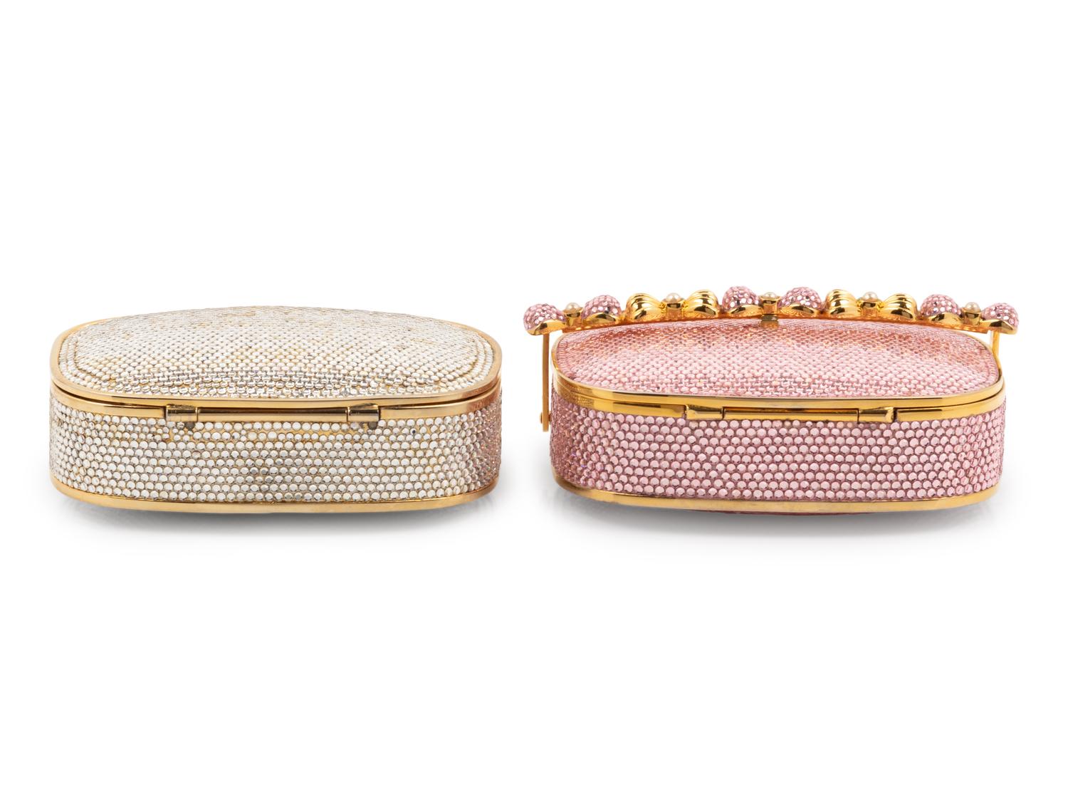 Two Judith Leiber Pill Box Minaudière Bags