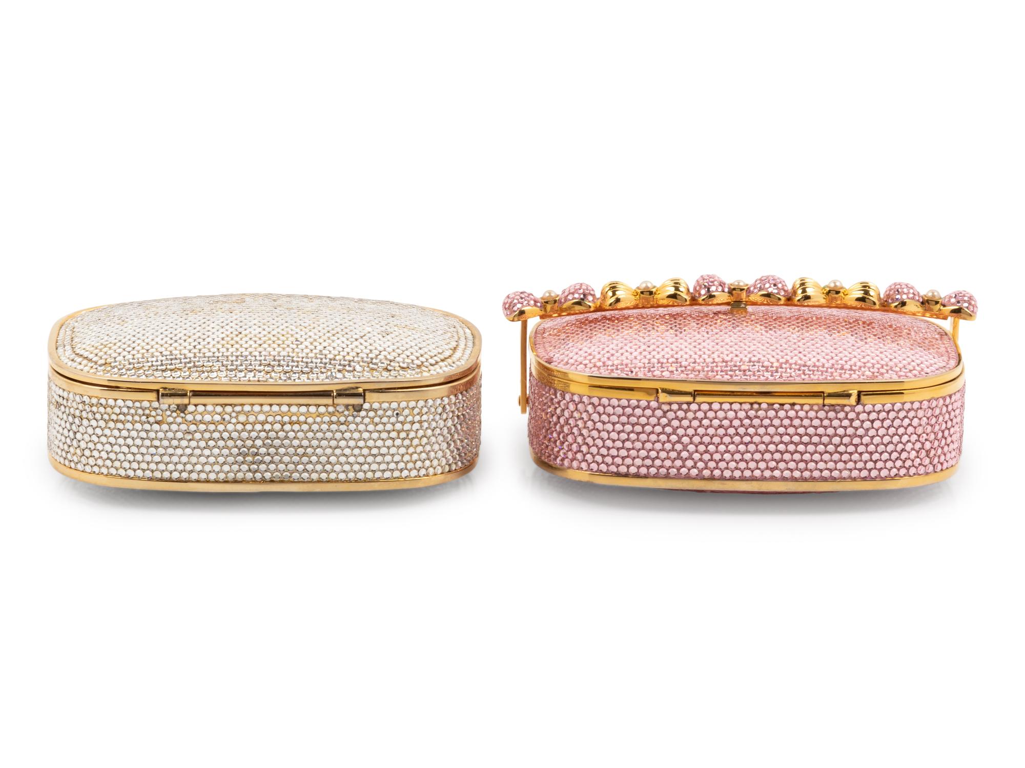 Two Judith Leiber Pill Box Minaudière Bags