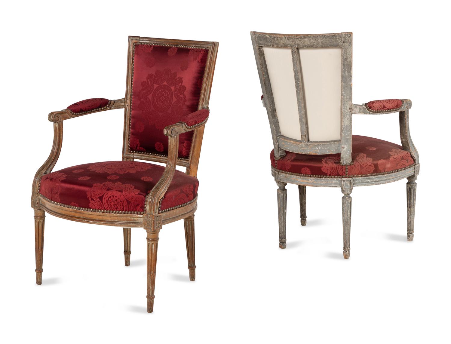 A Matched Set of Three Louis XVI Fauteuils