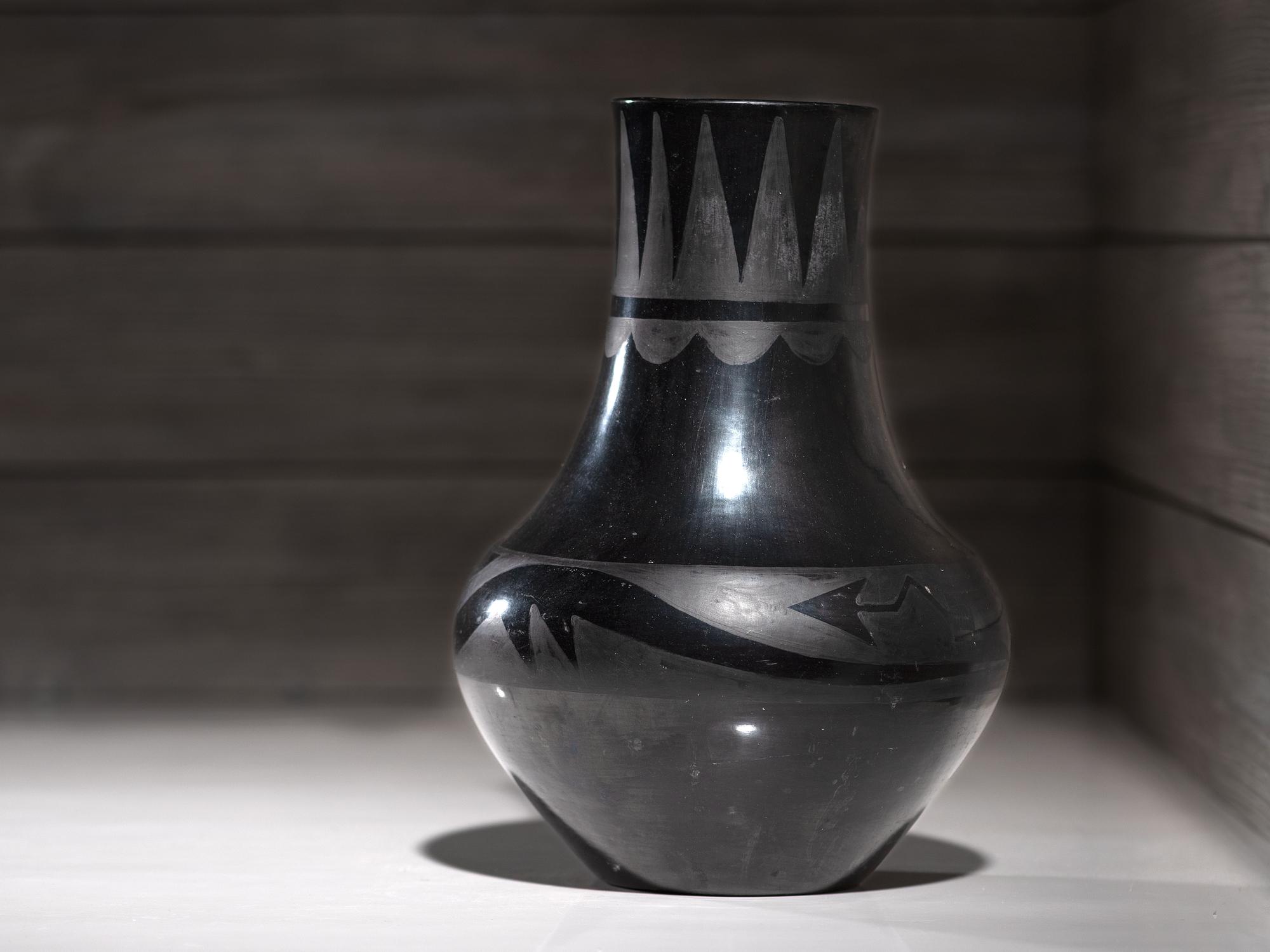Blackware Pottery Vase, with Avanyu 1923-1925
