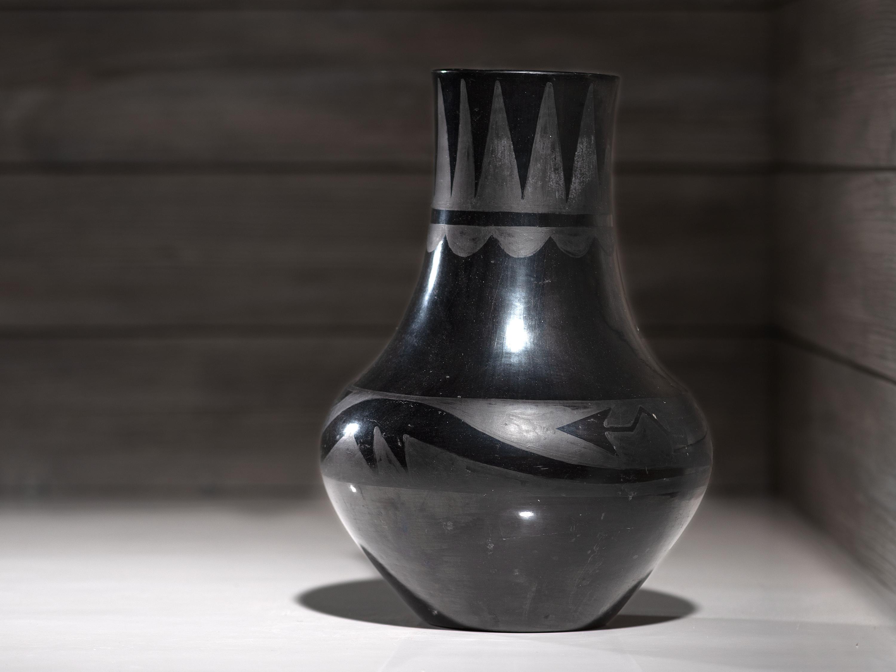 Blackware Pottery Vase, with Avanyu 1923-1925