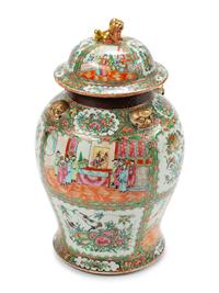 A Large Chinese Export Rose Medallion Porcelain Jar