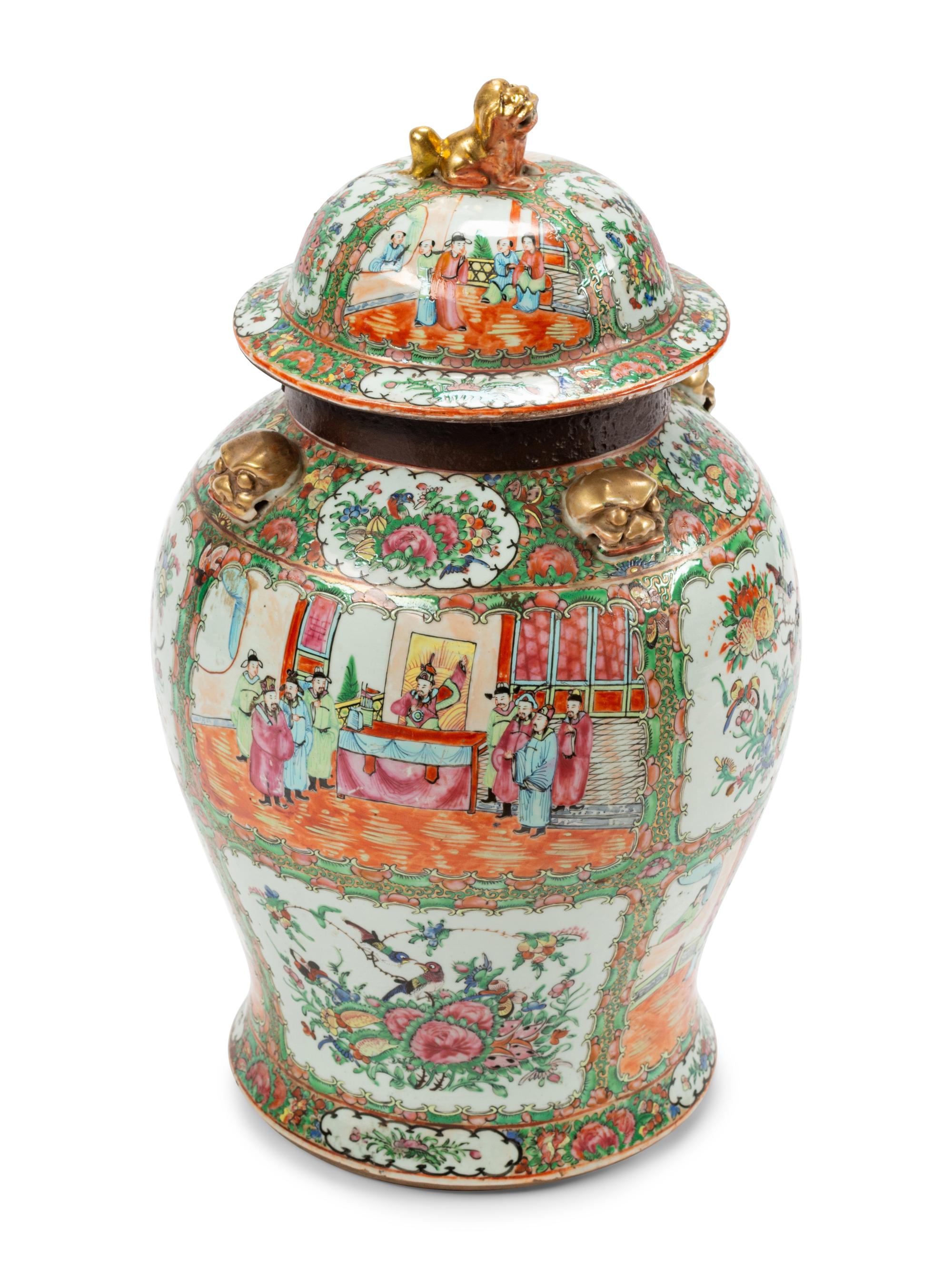 A Large Chinese Export Rose Medallion Porcelain Jar
