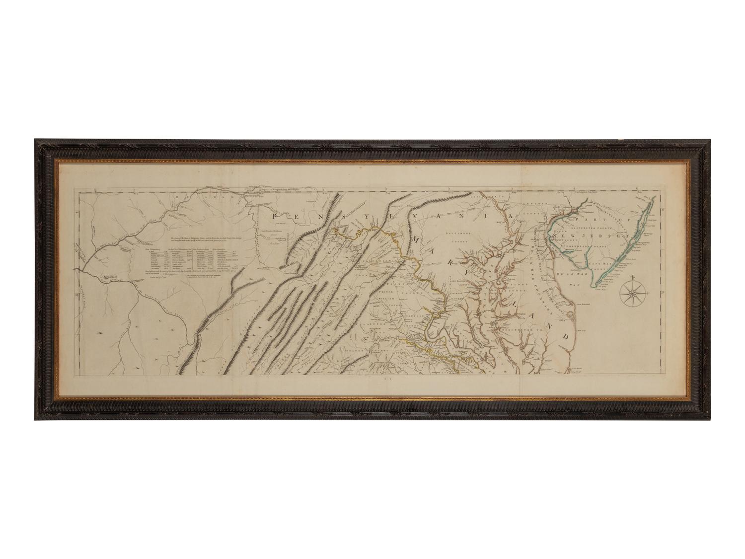 [MAPS & ATLASES]. FRY, Joshua (1699-1754) and Peter JEFFERSON (1708-1757). A Map of the Most Inhabited Part of Virginia containing the whole Province of Maryland with Part of Pensilvania, New Jersey, and North Carolina . London: Robert Sayer and Thomas Jefferys, 1775.