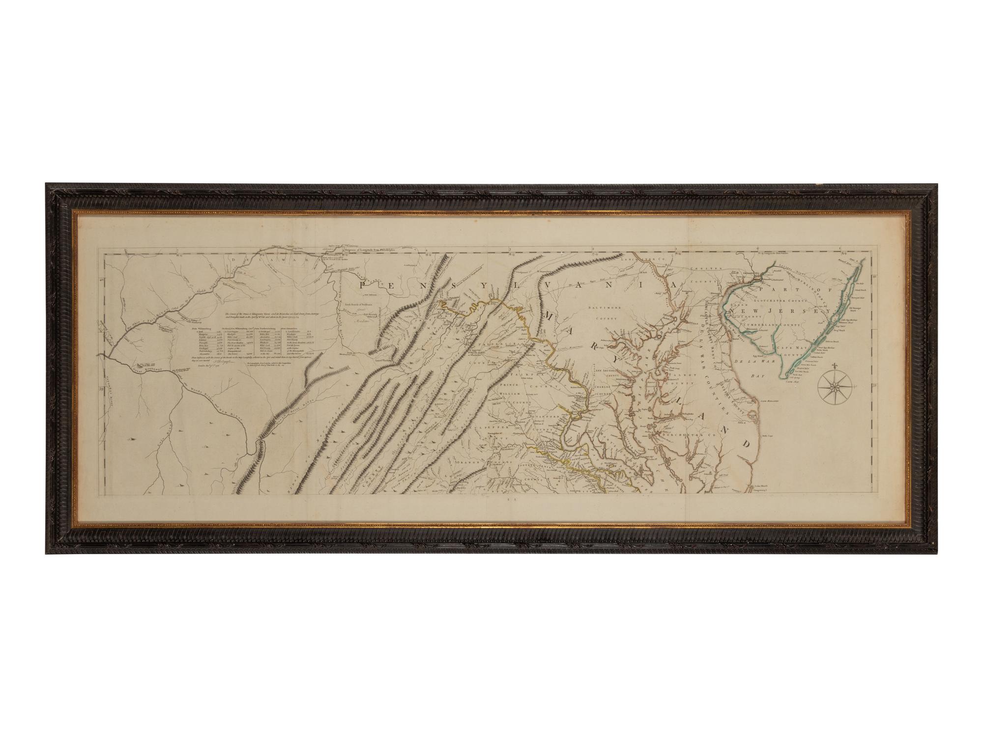 [MAPS & ATLASES]. FRY, Joshua (1699-1754) and Peter JEFFERSON (1708-1757). A Map of the Most Inhabited Part of Virginia containing the whole Province of Maryland with Part of Pensilvania, New Jersey, and North Carolina . London: Robert Sayer and Thomas Jefferys, 1775.