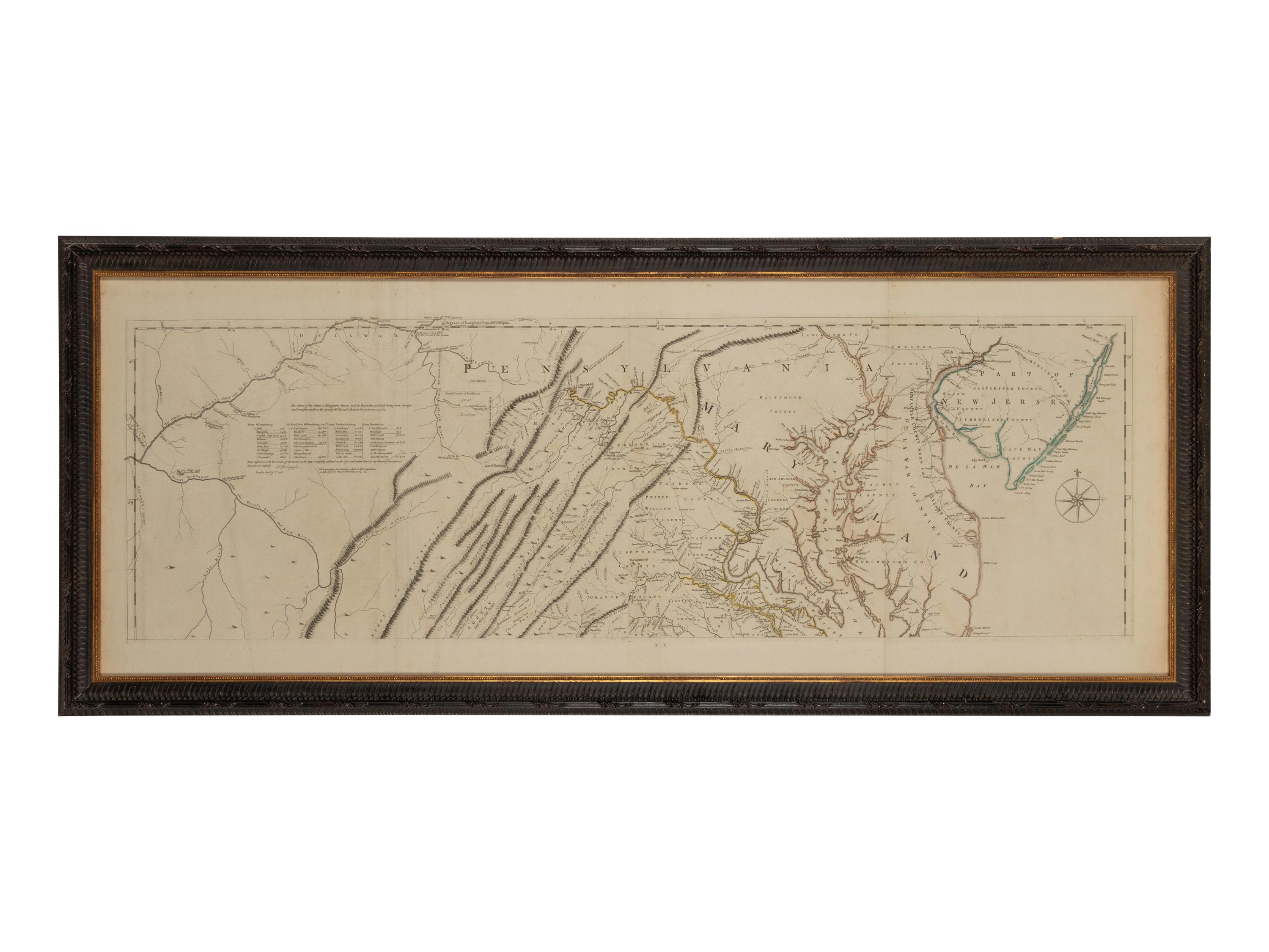 [MAPS & ATLASES]. FRY, Joshua (1699-1754) and Peter JEFFERSON (1708-1757). A Map of the Most Inhabited Part of Virginia containing the whole Province of Maryland with Part of Pensilvania, New Jersey, and North Carolina . London: Robert Sayer and Thomas Jefferys, 1775.