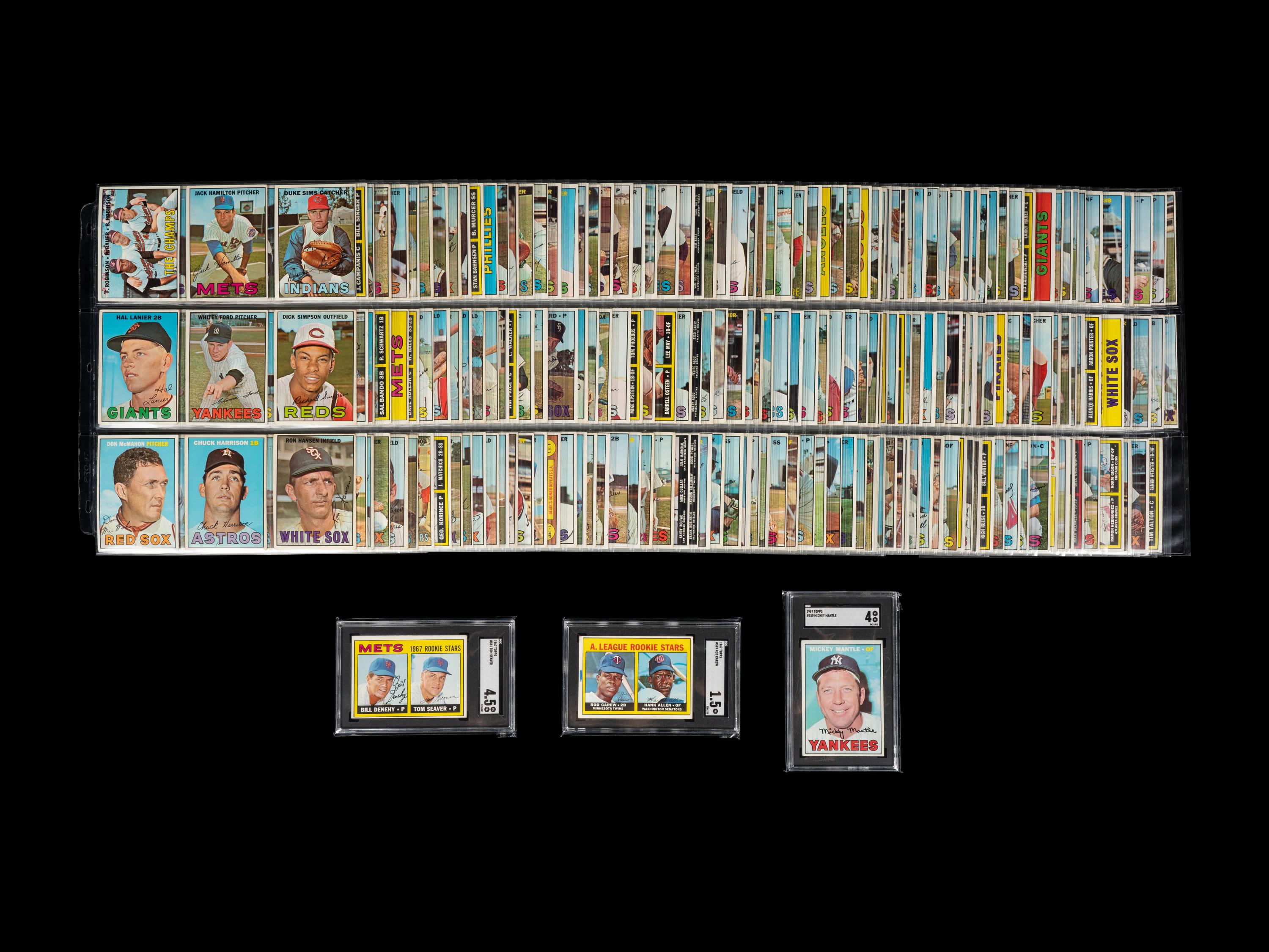 A Complete Set of 1967 Topps Baseball Cards Including SGC Graded Key Cards (609/609),