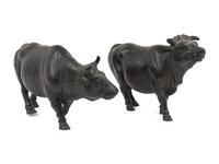 A Pair of Bronze Bulls
