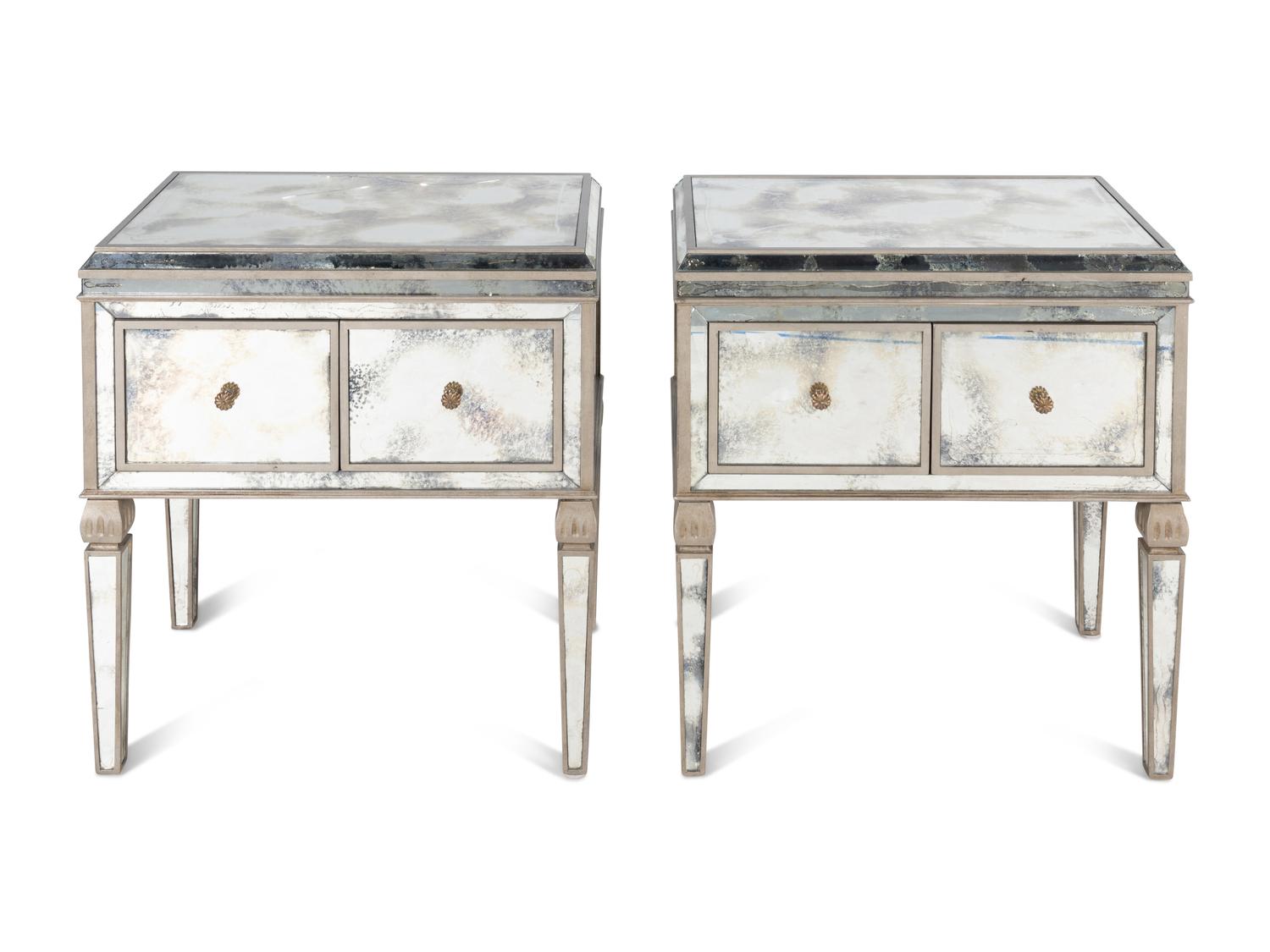 A Pair of Contemporary Mirrored Side Tables