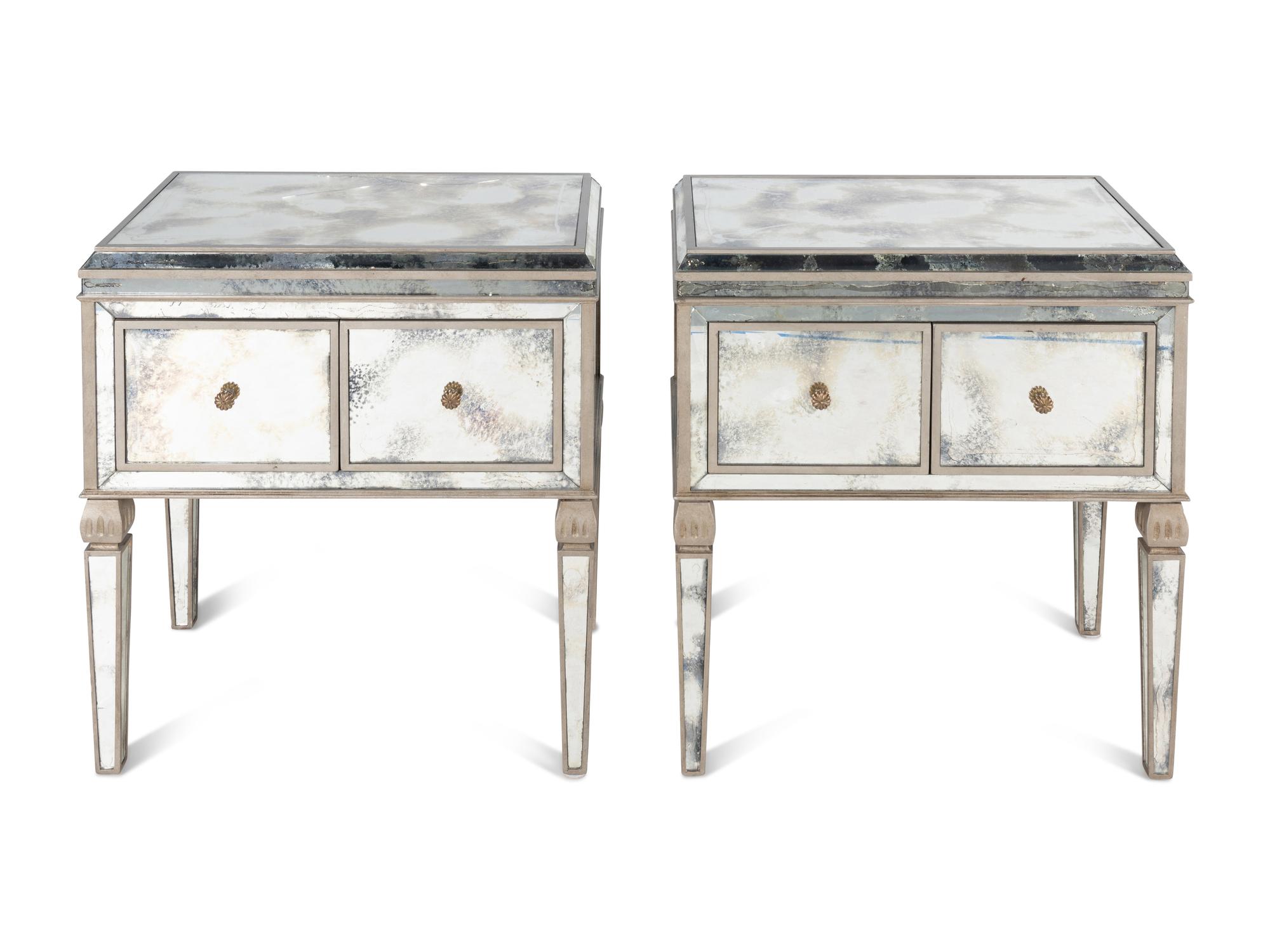 A Pair of Contemporary Mirrored Side Tables