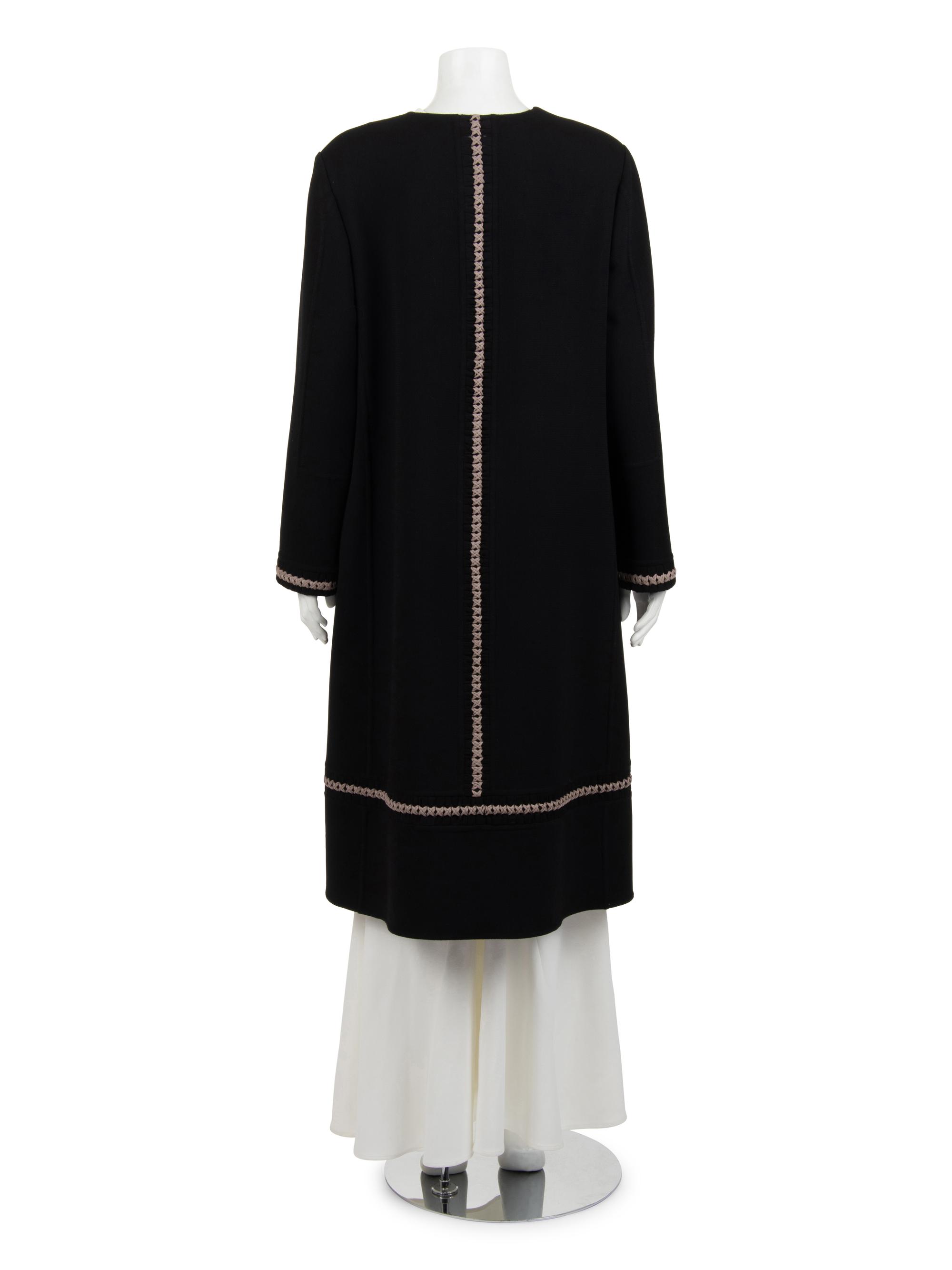 Ralph Rucci Wool Crepe Coat with Knotted Fabric Trim
