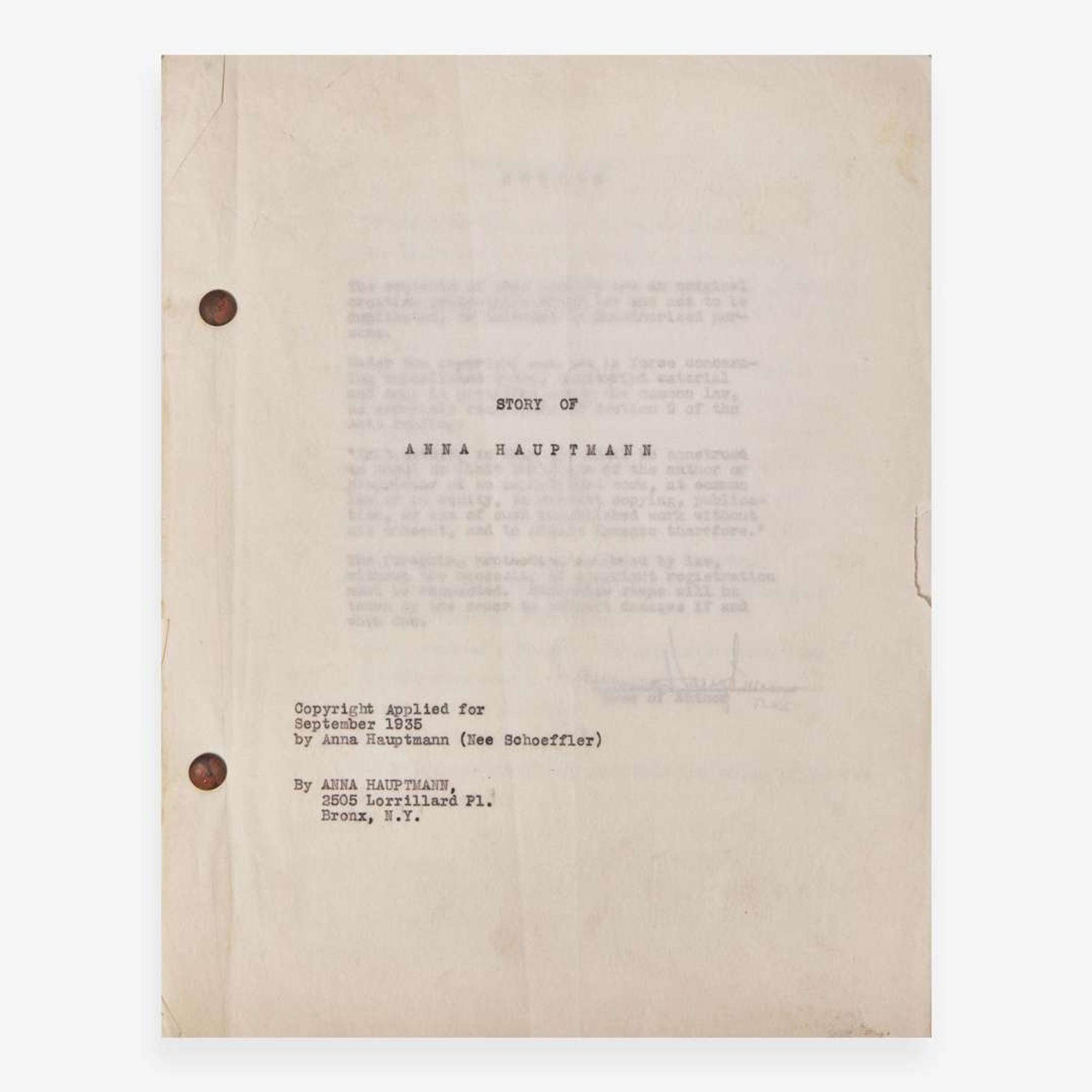 [Americana] [Lindbergh Kidnapping] Extensive Archive of New Jersey Detective Ellis H. Parker and His Investigation Into the Lindbergh Kidnapping