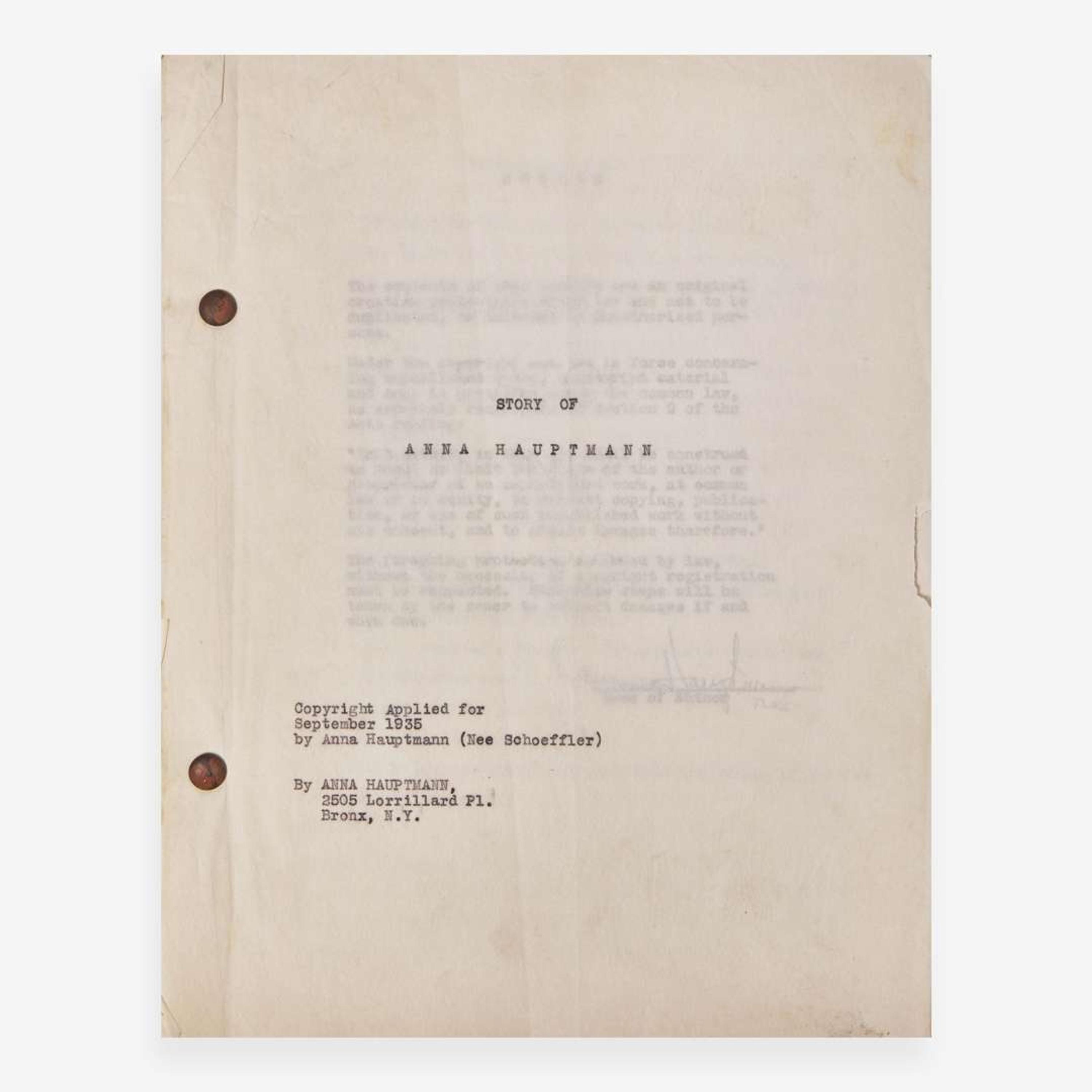 [Americana] [Lindbergh Kidnapping] Extensive Archive of New Jersey Detective Ellis H. Parker and His Investigation Into the Lindbergh Kidnapping
